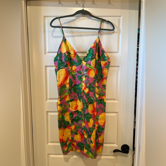 ❌ SOLD! FARM Rio Orange Sunset Midi Dress - Picture 2 of 8